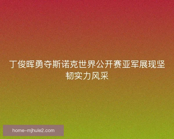 丁俊晖勇夺斯诺克世界公开赛亚军展现坚韧实力风采